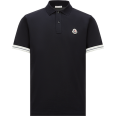 Moncler Polo Shirts Moncler Logo Cotton Piquet Polo Shirt - Blue