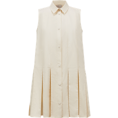 Moncler Dresses Moncler Cotton & Silk Mini Shirt Dress - White