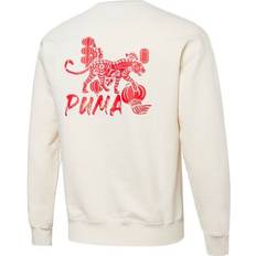 Puma Unisex Jumpers Puma Unisex CNY Yott Graphic Crew Printing Round-neck Sweatshirt - White