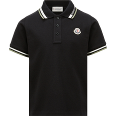 Moncler Tricolour Trimmed Cotton Piquet Polo Shirt - Black