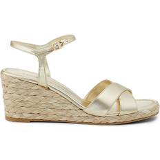 Women - Yellow Heeled Sandals Stuart Weitzman Dayna Espadrille Wedge Sandals - Light Gold/Natural