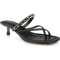 L'agence Georgette Kitten-Heel Sandal - Black Leather
