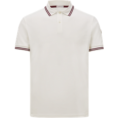 Moncler Herr Pikétröjor Moncler Striped Trim Cotton Piquet Polo Shirt - White