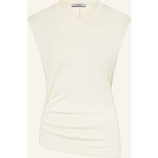 Reiss Tøj Reiss Sadie Shoulder Pad Ruched Jersey Top - Buttermilk