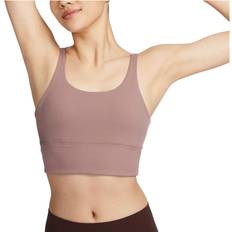 Nike Purple Bras Nike Zenvy Rib Light-Support Padded Longline Sports Bra - Smokey Mauve