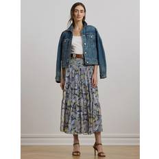 Lauren Ralph Lauren Dame Nederdele Lauren Ralph Lauren Floral Crinkle Georgette Tiered Skirt - Blue
