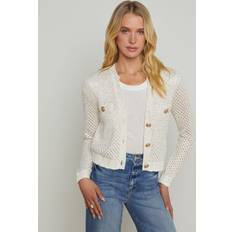 Gold Cardigans L'agence Blanca Sequinned Cropped Cardigan - Ivory/Gold