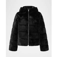 @Theia Mink Faux Fur Hooded Jacket - Black