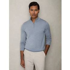 Merino Wool Jumpers Reiss Blackhall Wool Zip Sweater - Soft Blue Melange