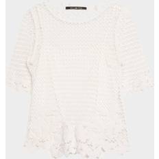 Kobi Halperin Sylvs Floral Crochet Rosette Net Blouse - Midnight Blue