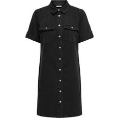 Denim/Jeansstof - Sort Kjoler Only Onllisa Kort Kjole - Black Denim
