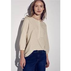 Dam - Rutiga Blusar Street One Karierte Seersucker Bluse - Beige