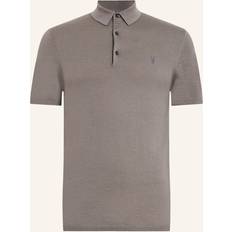 Merino Wool Polo Shirts AllSaints Mode Merino Wool Short Sleeve Polo Shirt - Chestnut Brown