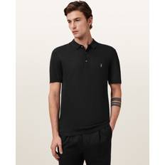 Wool Polo Shirts AllSaints Mode Merino Wool Polo Shirt - Black
