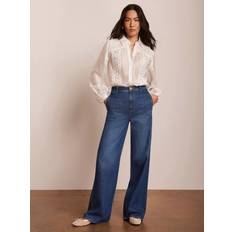 Velvet Jeans Mint Velvet Washed Wide Leg Jeans - Blue