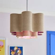 Sophie Robinson Sophie Robinson Wavy Two Tier Lamp - Natural/Lilac Shade