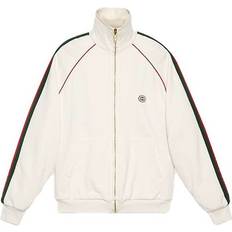 Gucci Men Jumpers Gucci Ribbon Knitted Zip Sweatshirt For Men - White