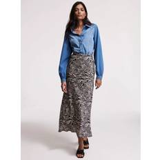 Velvet Skirts Mint Velvet Zebra Print Satin Slip Skirt - Black