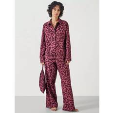 Hush Luella Leopard Flannel Cotton Pyjamas - Wine Red
