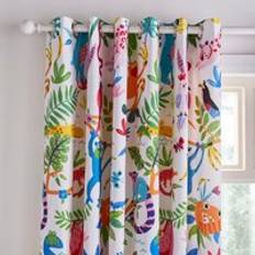 Dunelm Bright Animals Blackout Eyelet Curtains Multicolor