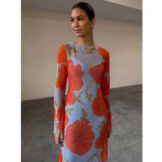 Poppy Print Maxi Dress - Blue