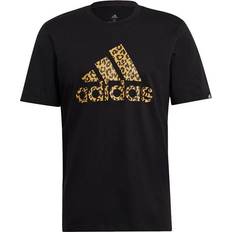 adidas Leopard Print Logo Printing Short Sleeve - Black