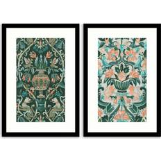 John Lewis Chariklia Zarris Verdant Tapestry Print & Mount Set of 2 63.5 x 43 cm Green Framed Art
