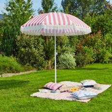 Dunelm 2m Striped Parasol With Fringe - Coral