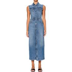 Vika Sleeveless Denim Midi Dress - Blue