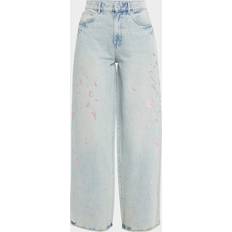 Purple Wide-Leg Baggy Paint Jeans - 30