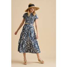 Brakeburn Ikat Maxi Shirt Dress - Navy