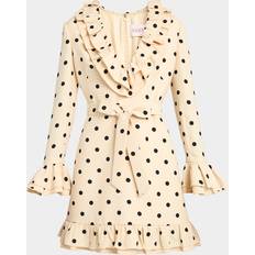 Wool Dresses Valentino Garavani Ruffle Polka Dot Belted Mini Dress - Light Hazelnut