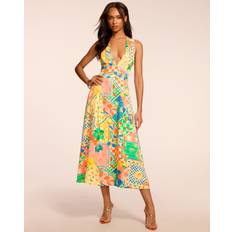 Ramy Brook Felicity Plunging Sleeveless Midi Dress - Garden Print
