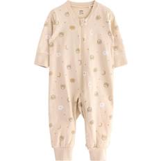 Lindex Baby Cotton Bear Print Sleepsuit - Light Beige