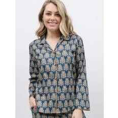 Cyberjammies Fawn Pinecone Geo Print Pyjama Top - Blue/Beige