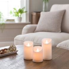 Dunelm Set of 3 Amber & Tonka Pillar Candles - White LED Candle
