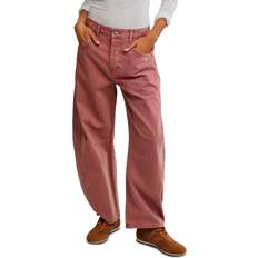 Red - Women Jeans Free People We The Good Luck Mid Rise Barrel Jeans - Sunsetter