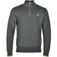 Fred Perry Men Jumpers Fred Perry Half Zip Sweatshirt Court - Green