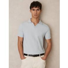 Reiss Lancaster Open Collar Textured Polo Shirt - Blue/White