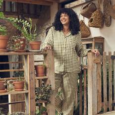 Green Sleepwear Piglet in Bed Gingham Linen Blend Pyjama Set - Botanical Green