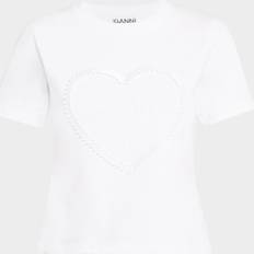Ganni Bomull T-shirts Ganni Heavy Cotton Heart Small T-Shirt - Bright White