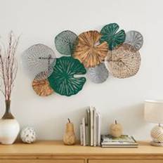 Dunelm Nouveau Lotus Indoor Outdoor Metal Art Green Wall Decor