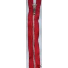 Röda Blixtlås YKK Silver Metal Open End Zips Red