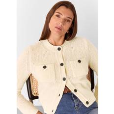 Wool Cardigans Whistles Textured Boxy Cardigan - Ivory