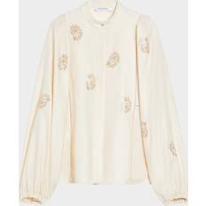 Max Mara Överdelar Max Mara Caladio Embellished Cotton Satin Blouse