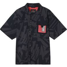 Jordan Cardigans Jordan Men's Air Logo Full Print Chest Zipper Cardigan Short Sleeve - Black