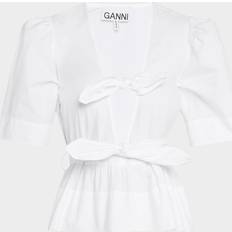 Ganni Stretch Cotton Tie Strap Blouse - Bright White