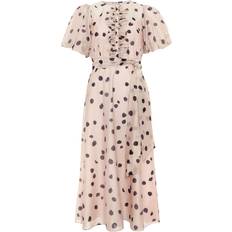 Phase Eight Nicola Polka Dot Ruffle Dress - Pale Pink