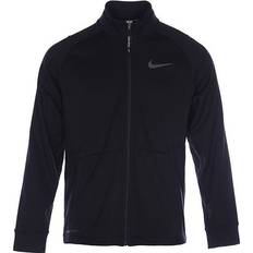 Nike Men Cardigans Nike Men's Solid Color Logo Label Zipper Cardigan Stand Long Sleeves Jacket - Black