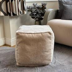 Beige Poufs Darø Waffle Cube Cream Pouffe